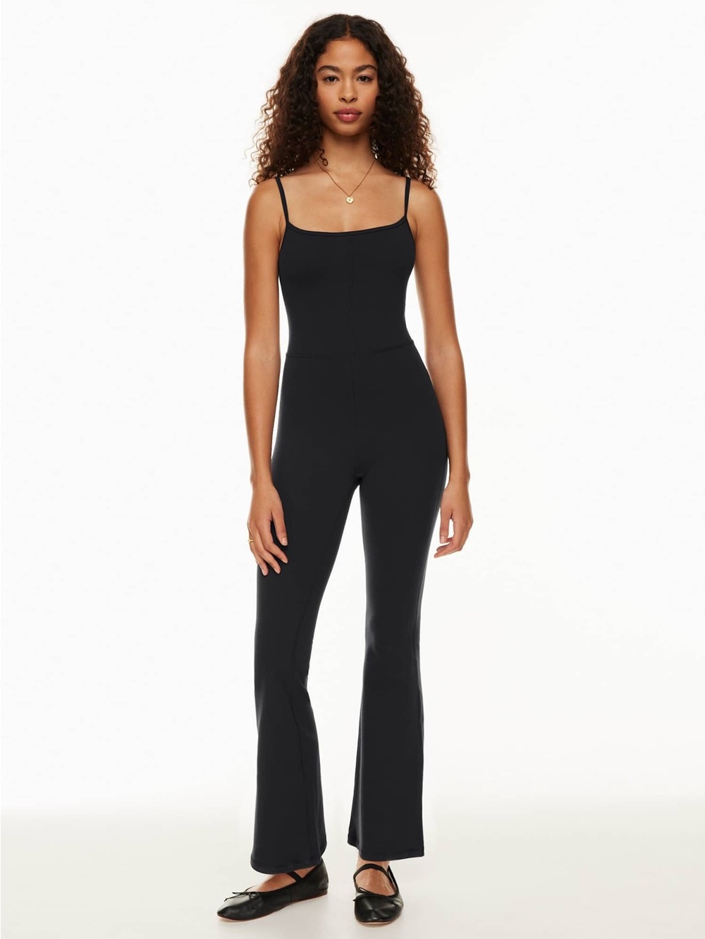 Aritzia Wilfred Free Freestyle Flare Jumpsuit Black Adjustable Straps